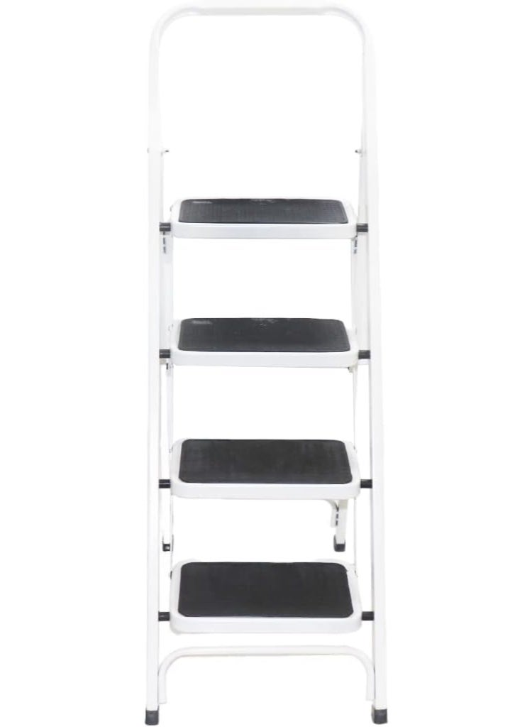 Muswanna Heavy‑Duty White Metal Folding Step Ladder – Durable Powder‑Coated Multi‑Step Folding Ladder for Home, Kitchen, Garage & Outdoor Tasks – Anti‑Slip Wide Steps & Portable Space‑Saving Design - Image 2
